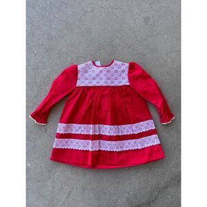 Vintage 1980's red lace child dress size 4T